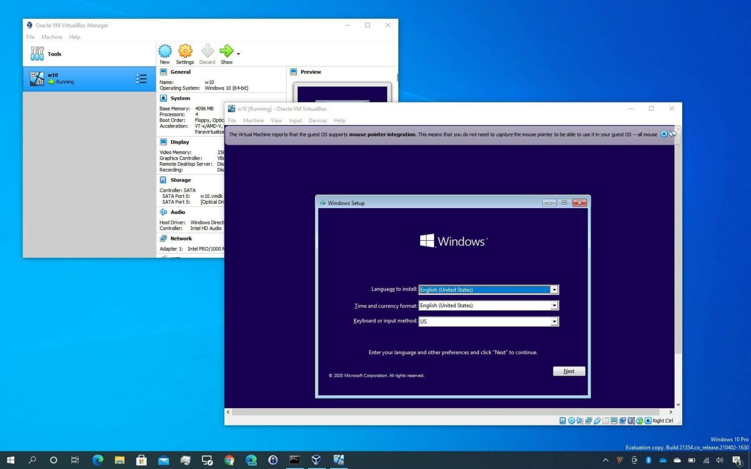 windows 10 virtualbox virtual machine password