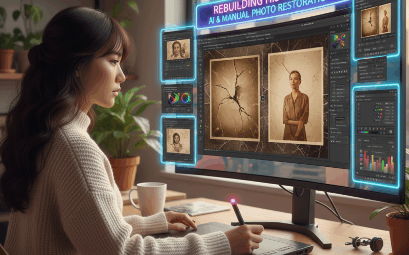 How to Rebuild Damaged Old Photos With AI and Manual Tools