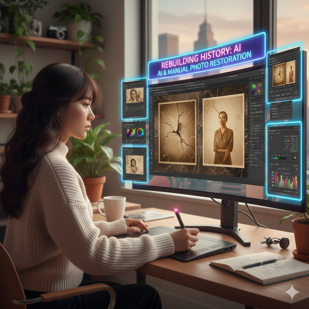 How to Rebuild Damaged Old Photos With AI and Manual Tools