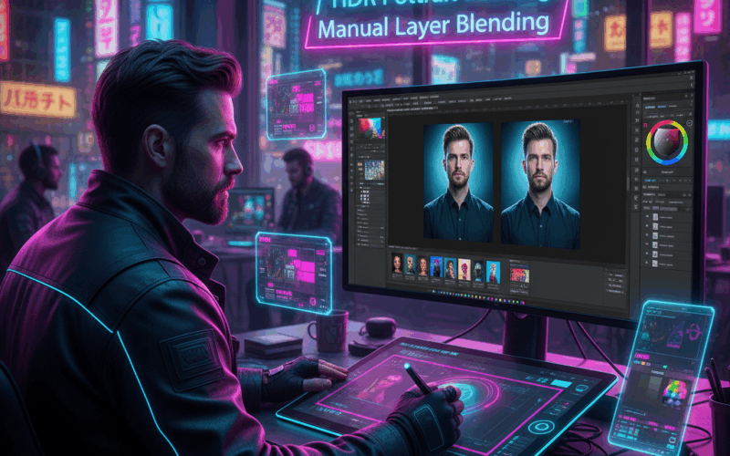 HDR Portrait Building Using Manual Layer Blending