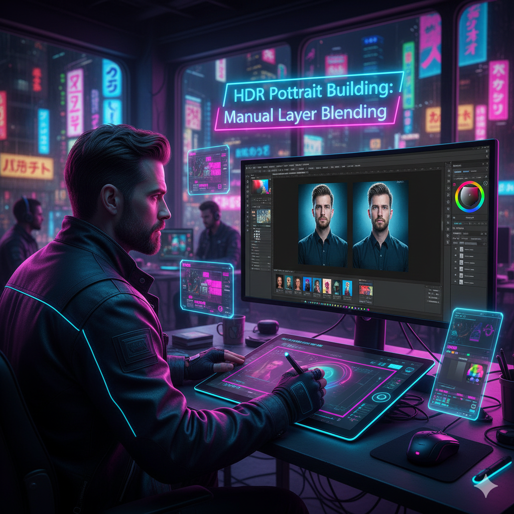 HDR Portrait Building Using Manual Layer Blending