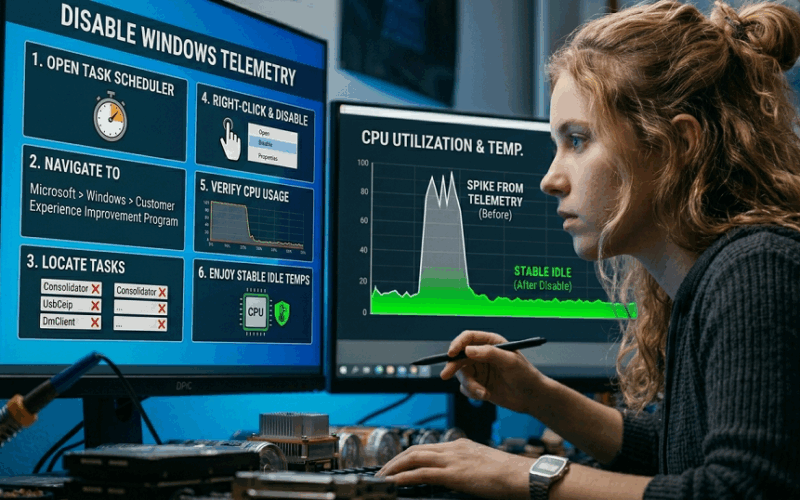 How to Permanently Disable the Windows Telemetry Tasks That Spike CPU Idle Temps
