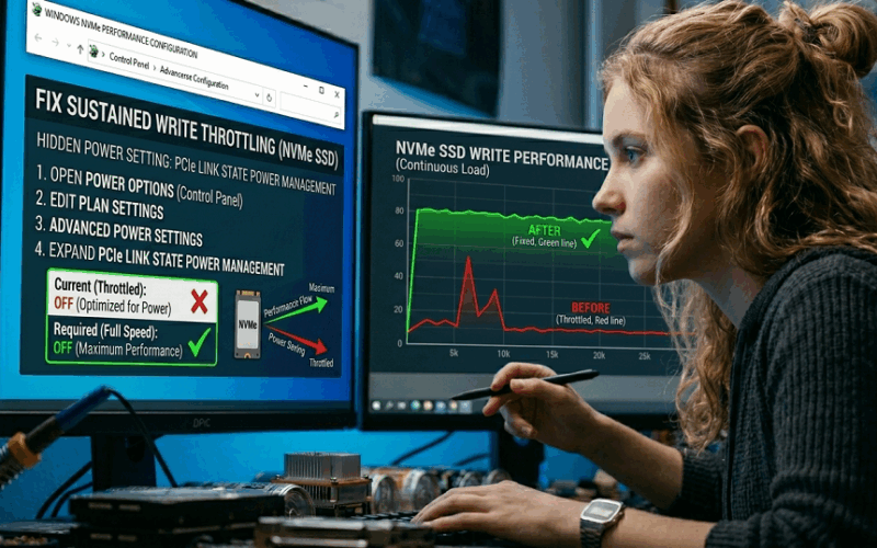 Fixing the Hidden Windows Power Setting That Throttles NVMe SSD Sustained Writes