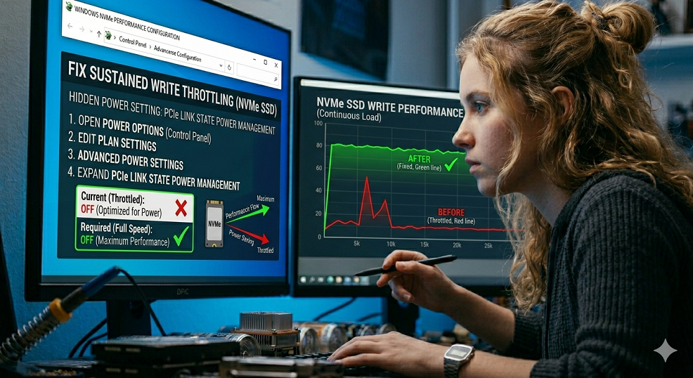 Fixing the Hidden Windows Power Setting That Throttles NVMe SSD Sustained Writes