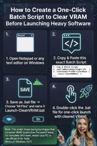 How to Create a One-Click Batch Script to Clear VRAM Before Launching Heavy Software