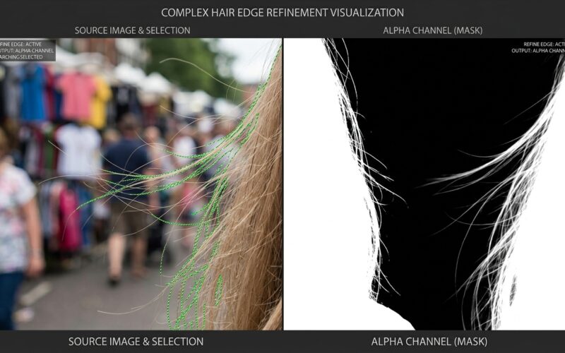 Refining Edge Alpha Channels: Creating Perfect Masks for Flyaway Hair Against Complex Backgrounds