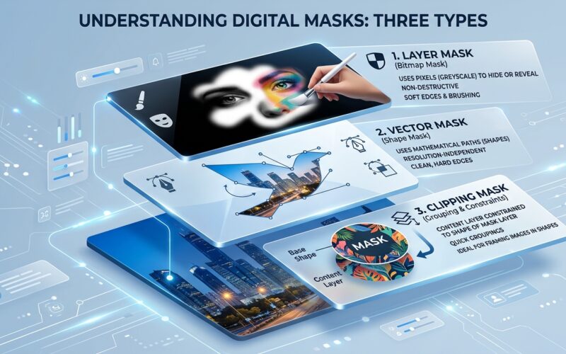 Layer Mask vs Vector Mask vs Clipping Mask: Structuring Complex Documents for Non-Destructive Edits